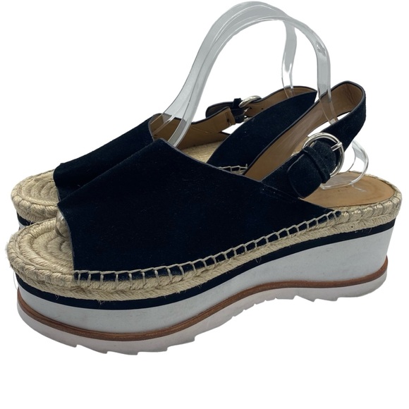 Marc Fisher Womens Sandals Size 10 Quint Black Suede Platform Slingback Chunky - Picture 1 of 10